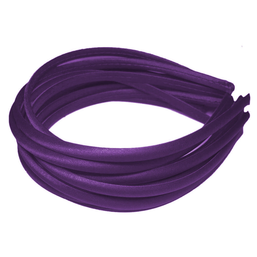 skinny satin headbands, dark purple