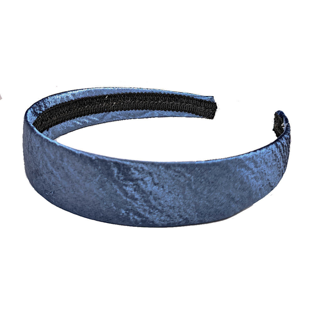 textured satin 1 inch headband, navy blue