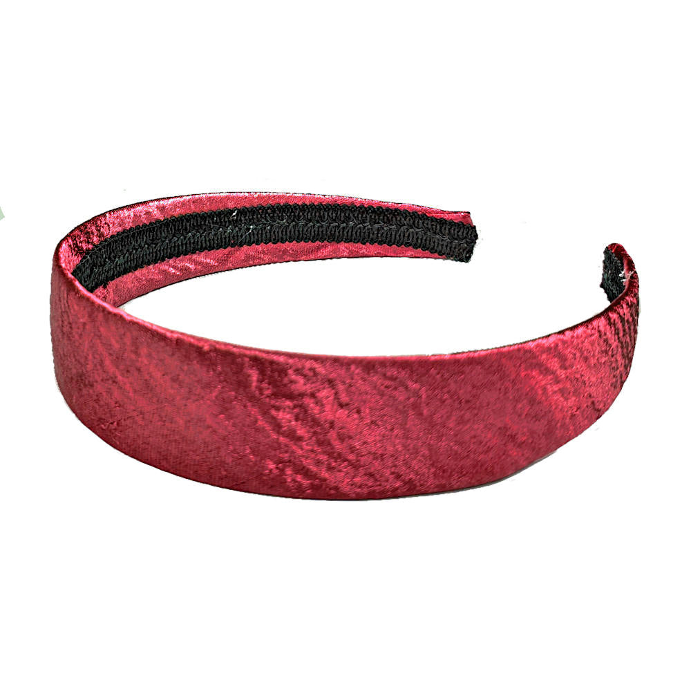 textured satin 1 inch headband, red