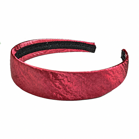 textured satin 1 inch headband, red