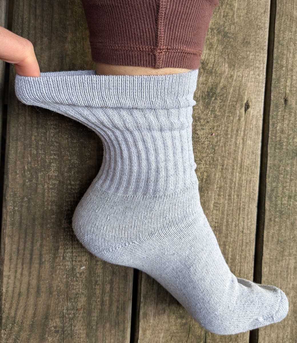 crew socks made in the USA, comfortable fit in grey