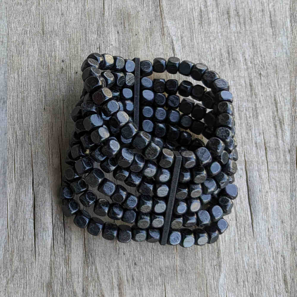 wood beaded cluster bracelet - black