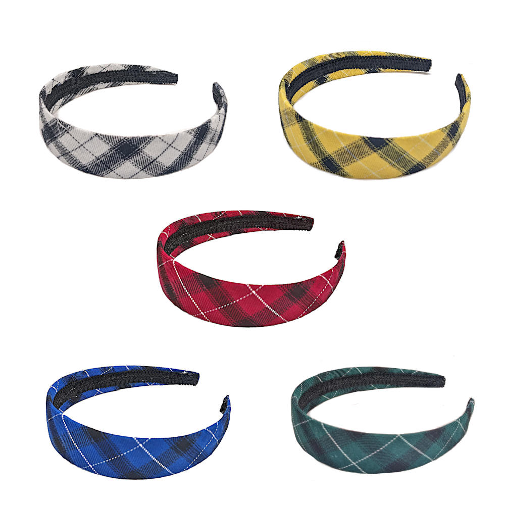 Flannel Plaid Headband, assorted color dozen