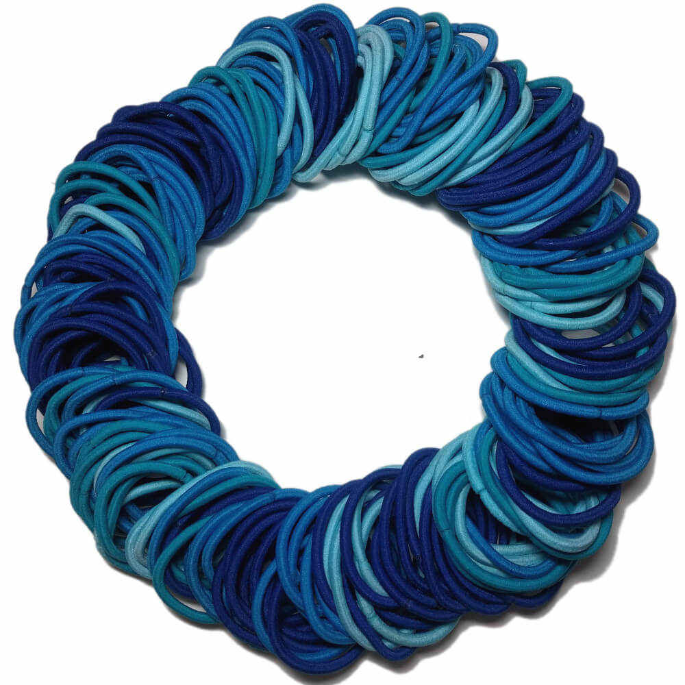 4mm ponytail elastics, blue assortment