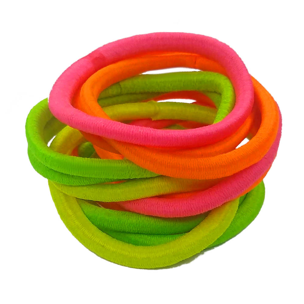 5mm ponytail hair elastics, neon assortment