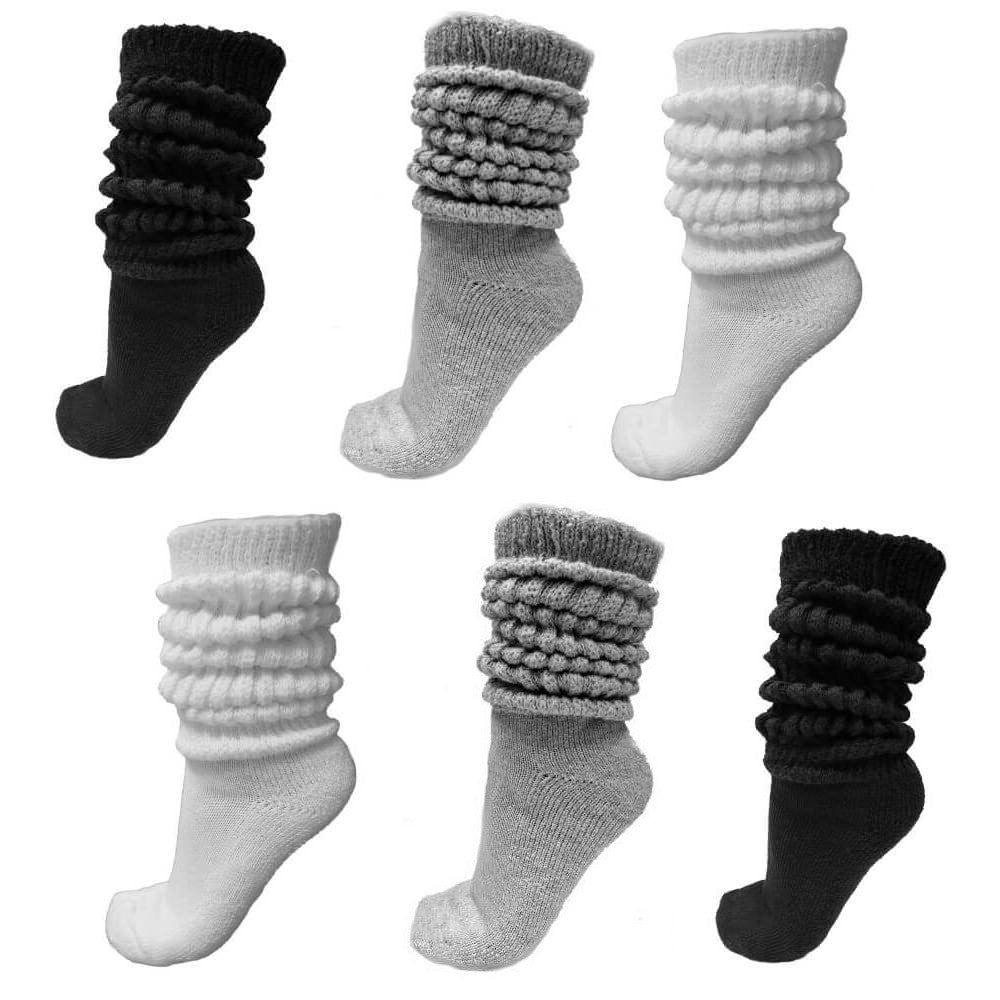 slouch socks, black white grey assorted