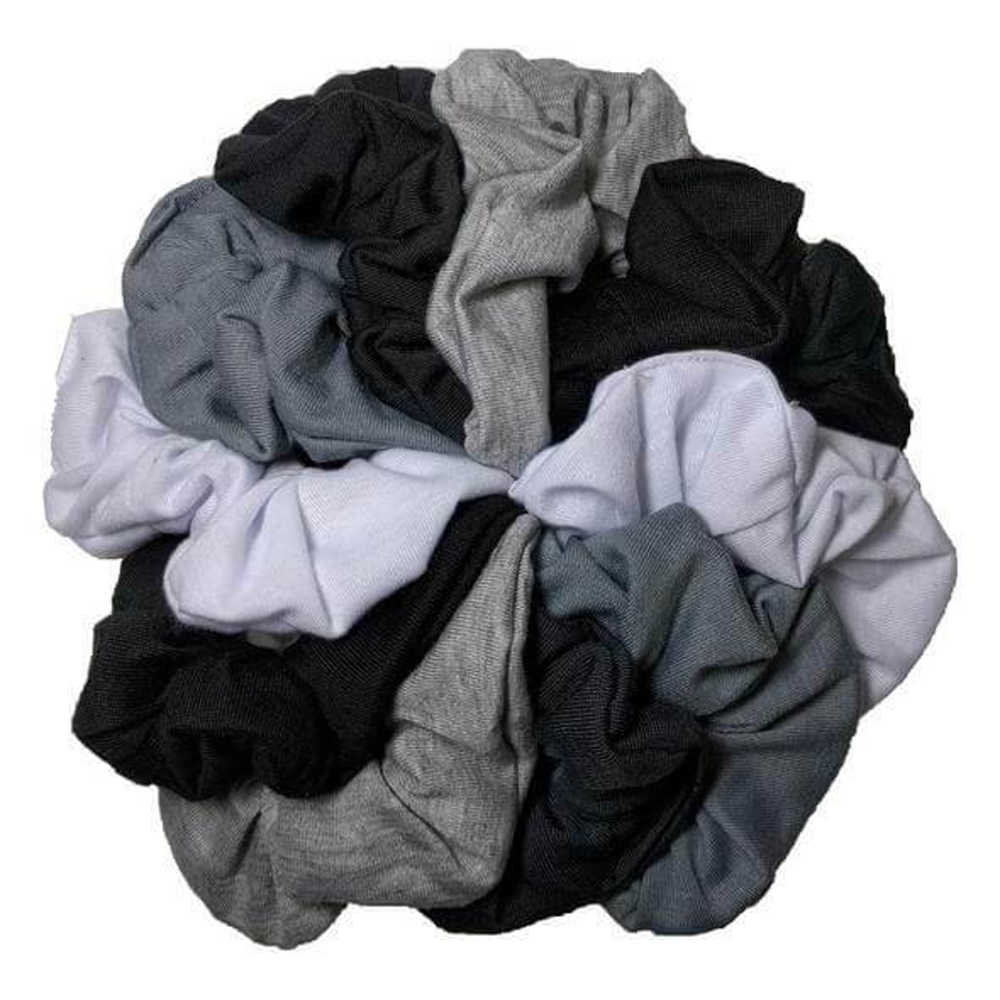 black white grey assorted cotton scrunchies