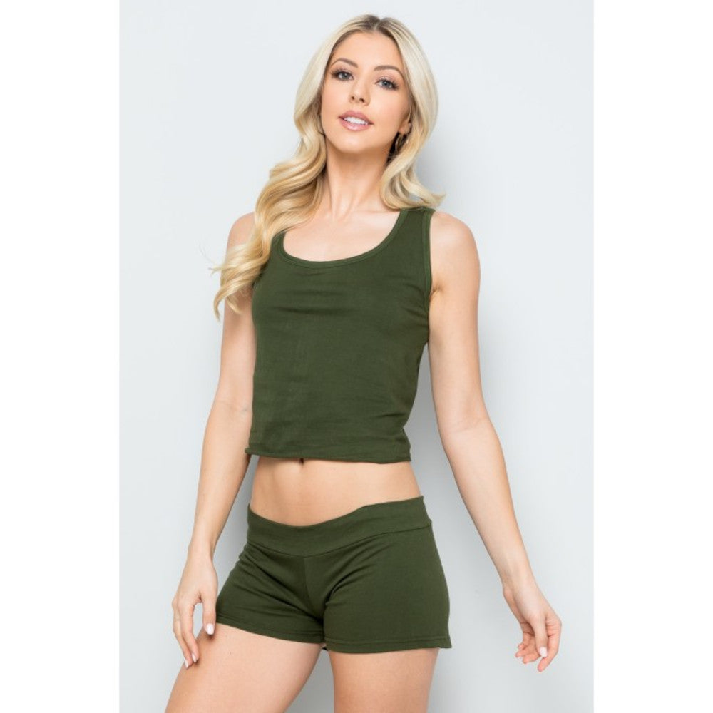 solid 100 cotton booty shorts, army green