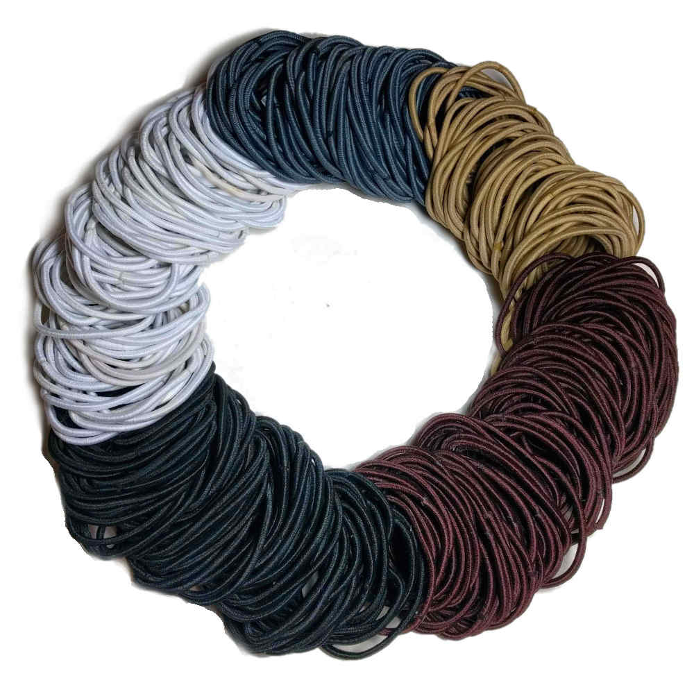 standard 2mm ponytail elastics, neutral assortment