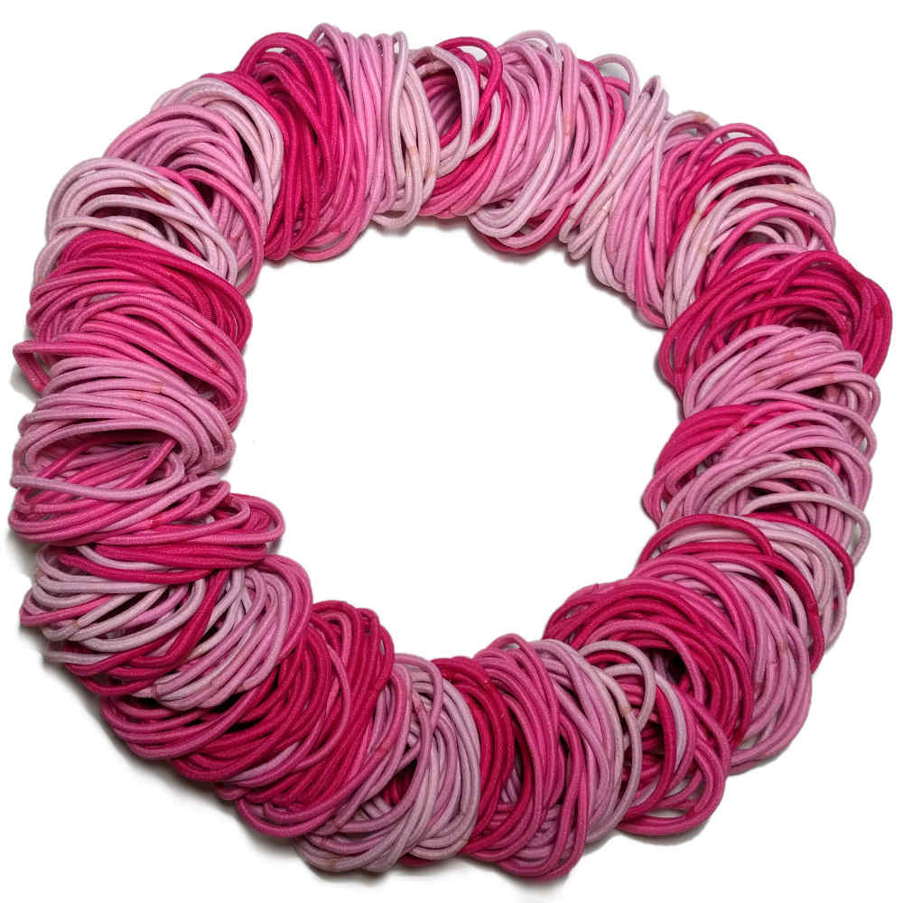 standard 2mm ponytail elastics, pink assortment