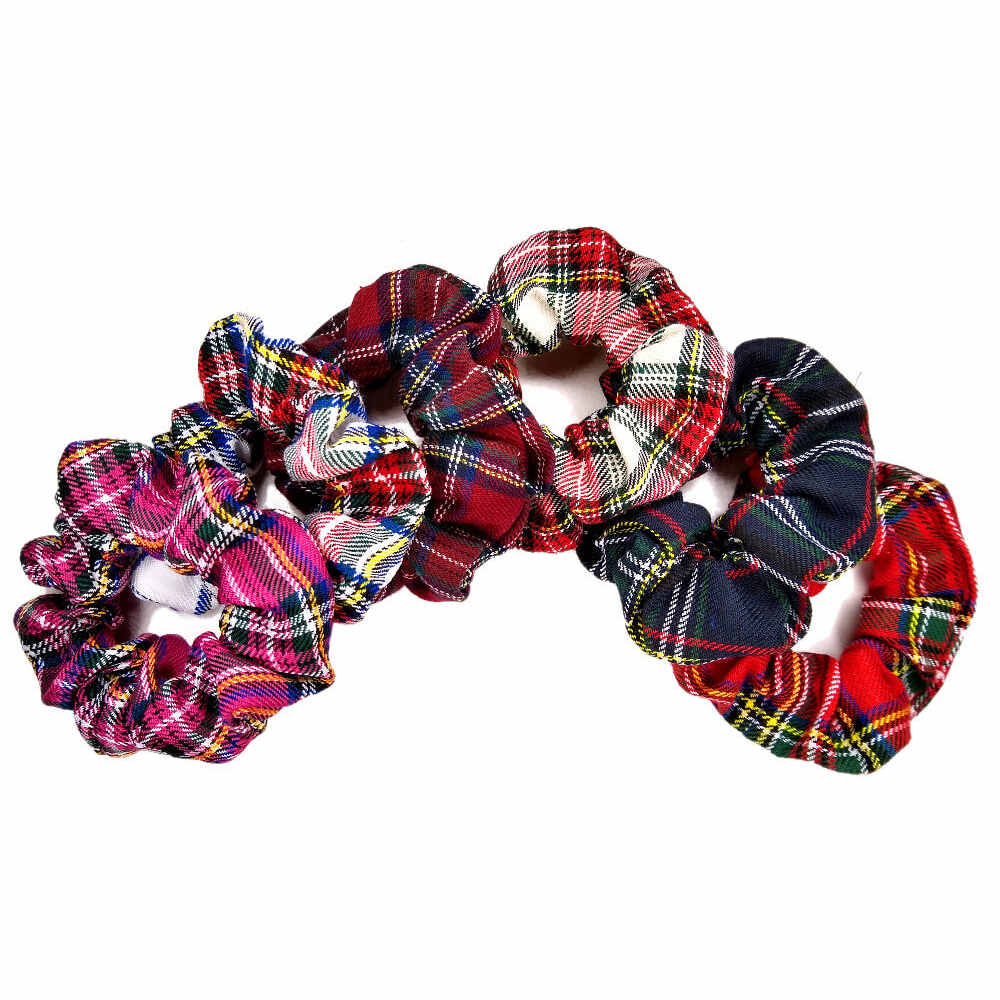plaid scrunchies, assorted colors