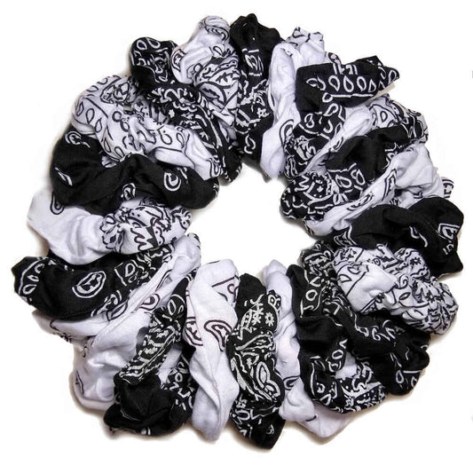 bandana scrunchies pack, black and white