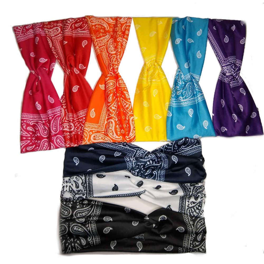 paisley bandana turban twist headbands, bright assortment