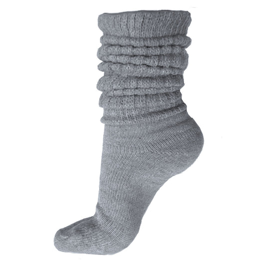 Basic Cotton Slouch Socks, heather grey