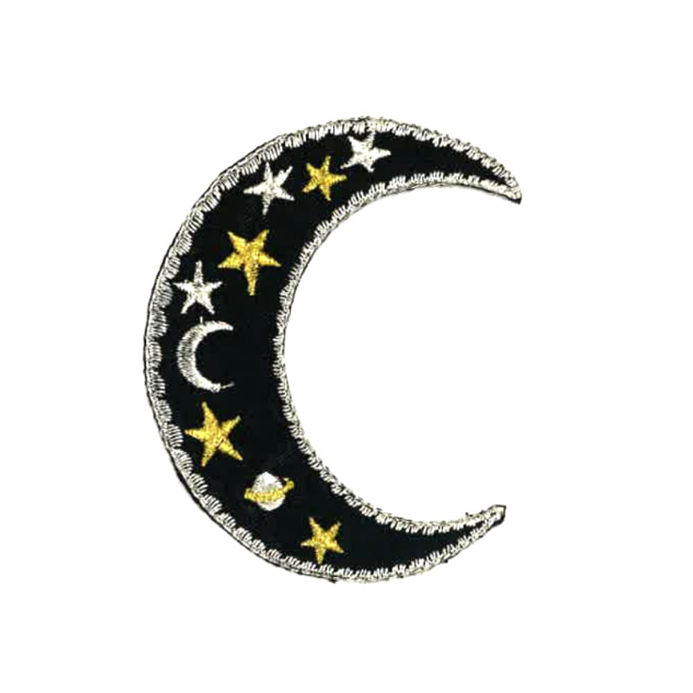 black crescent moon patch