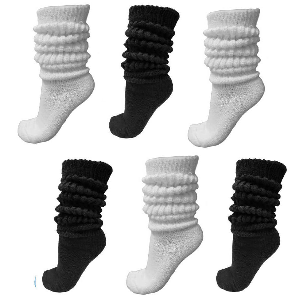 slouch socks, black and white assorted
