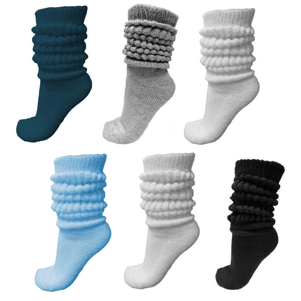 slouch socks, black white grey blue assorted
