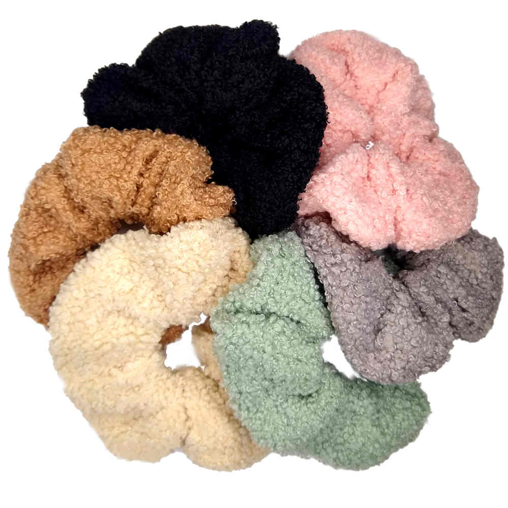 oversized boucle teddy bear scrunchies