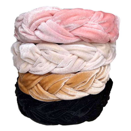 Braided Velvet Headbands - wholesale pack of 6