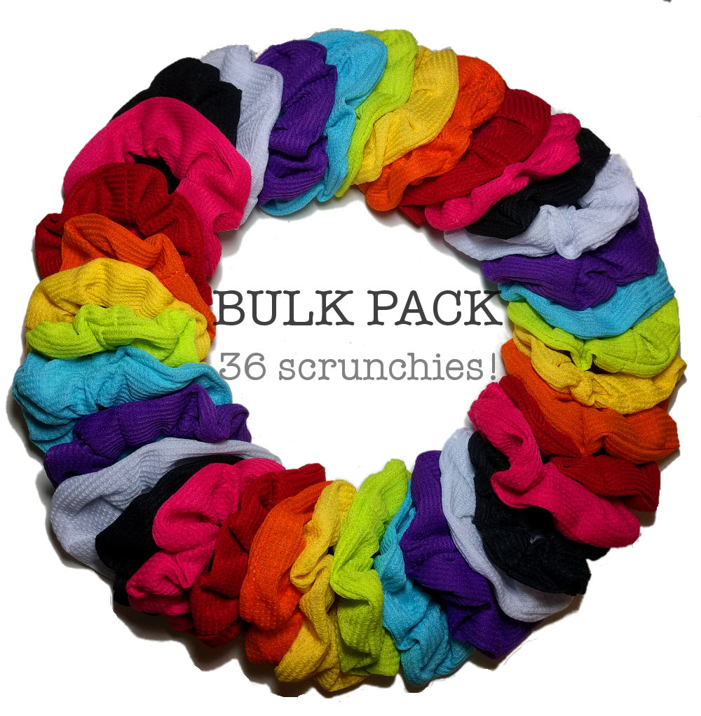 thermal scrunchies, rainbow assortment, 36 scrunchie pack