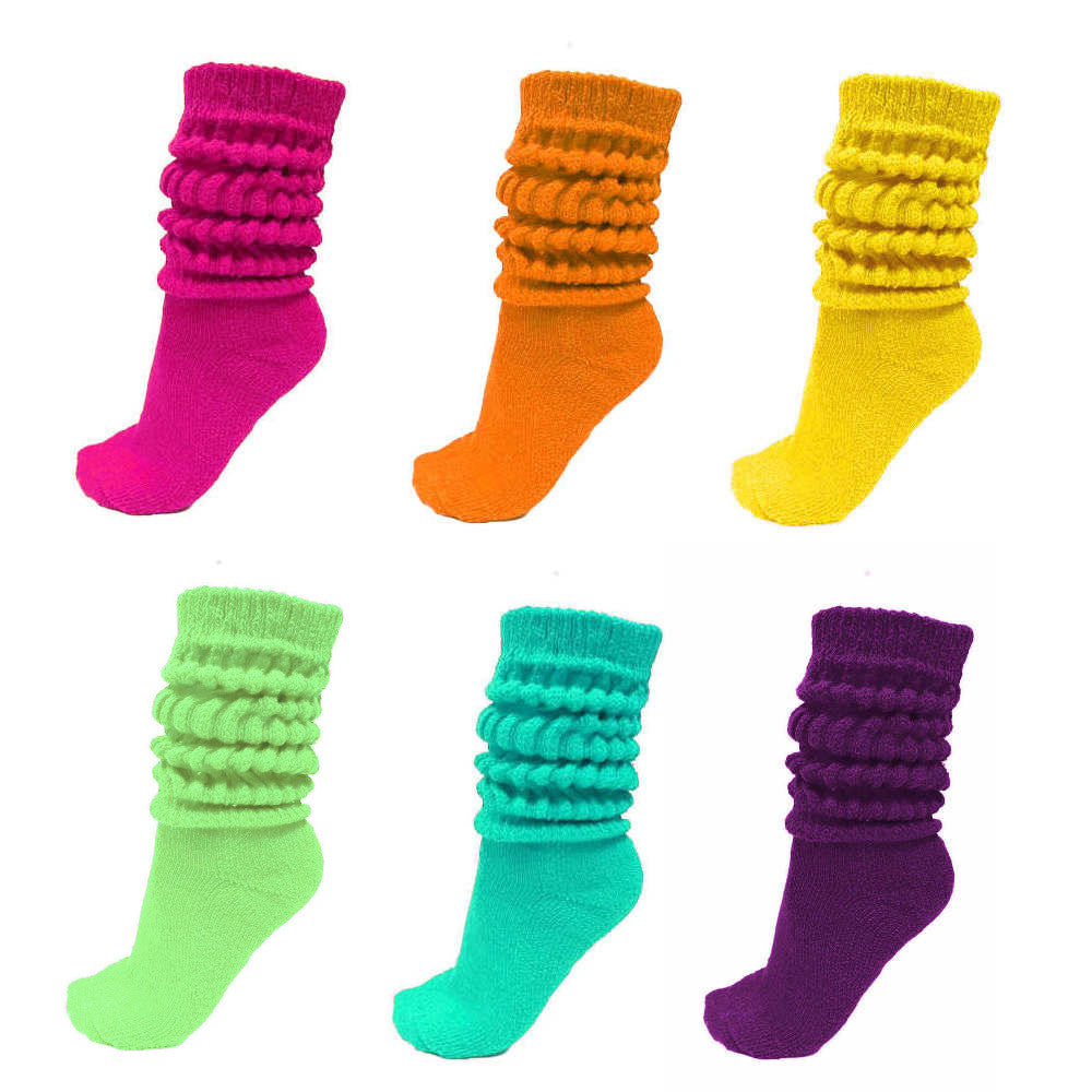 slouch socks, bright rainbow assorted