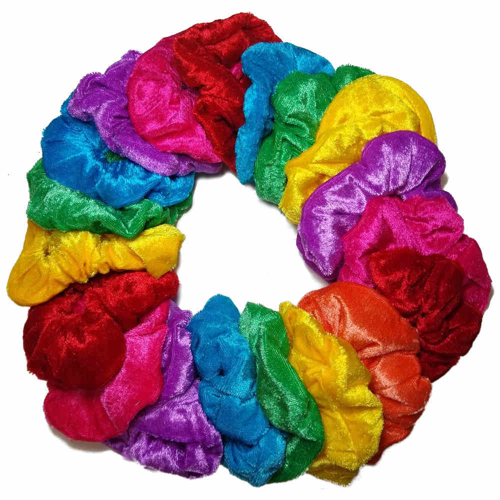 bright assorted velvet scrunchies