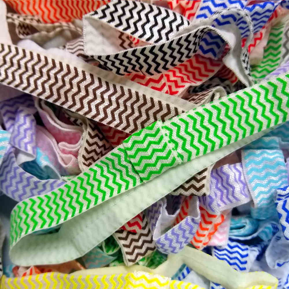 Pack of 50 Assorted Chevron Foldover Elastic Headbands with Loop // CLEARANCE