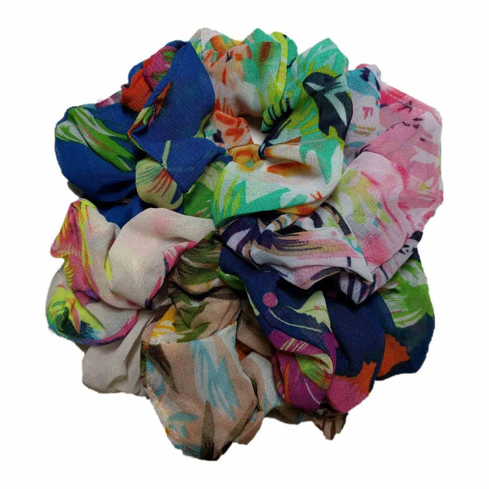 Floral Chiffon Scrunchie set