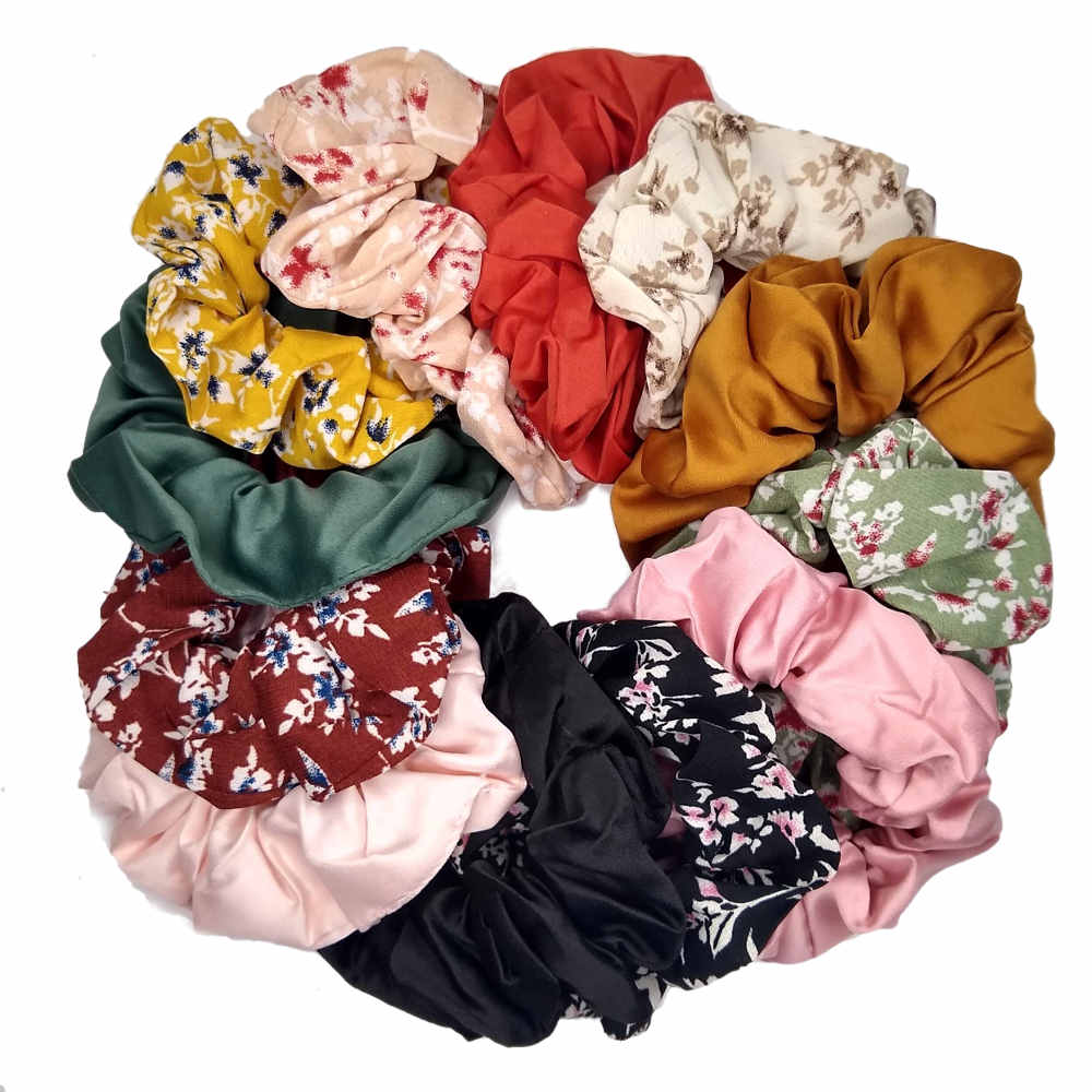 Floral and Satin Scrunchie Mix