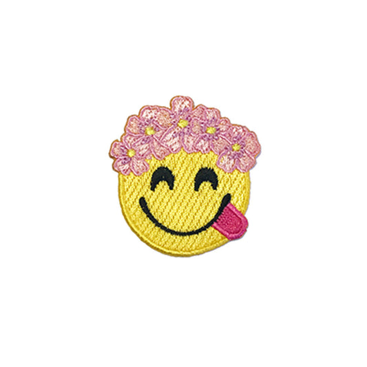emoji with flower crown patch
