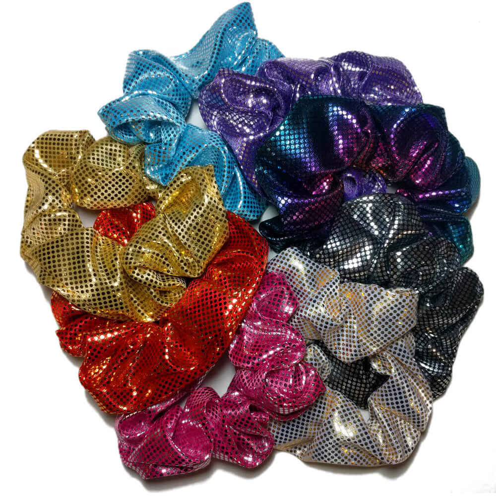 shiny foil scrunchies, assorted