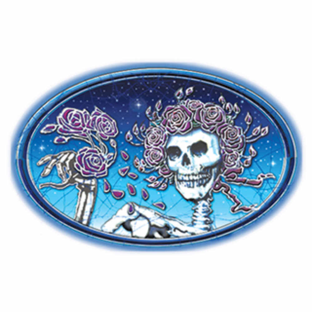 Oval Grateful Dead Skeleton and Roses Sticker