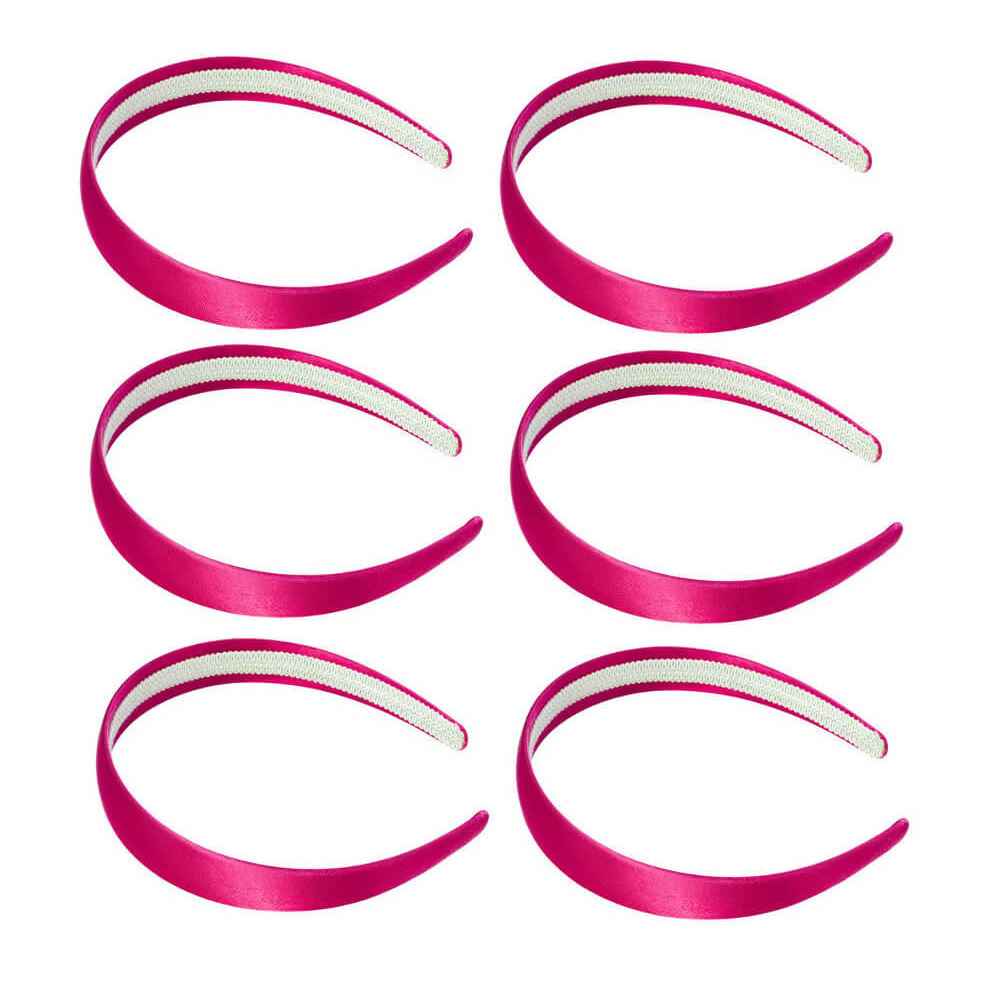 1 inch satin headbands, hot pink