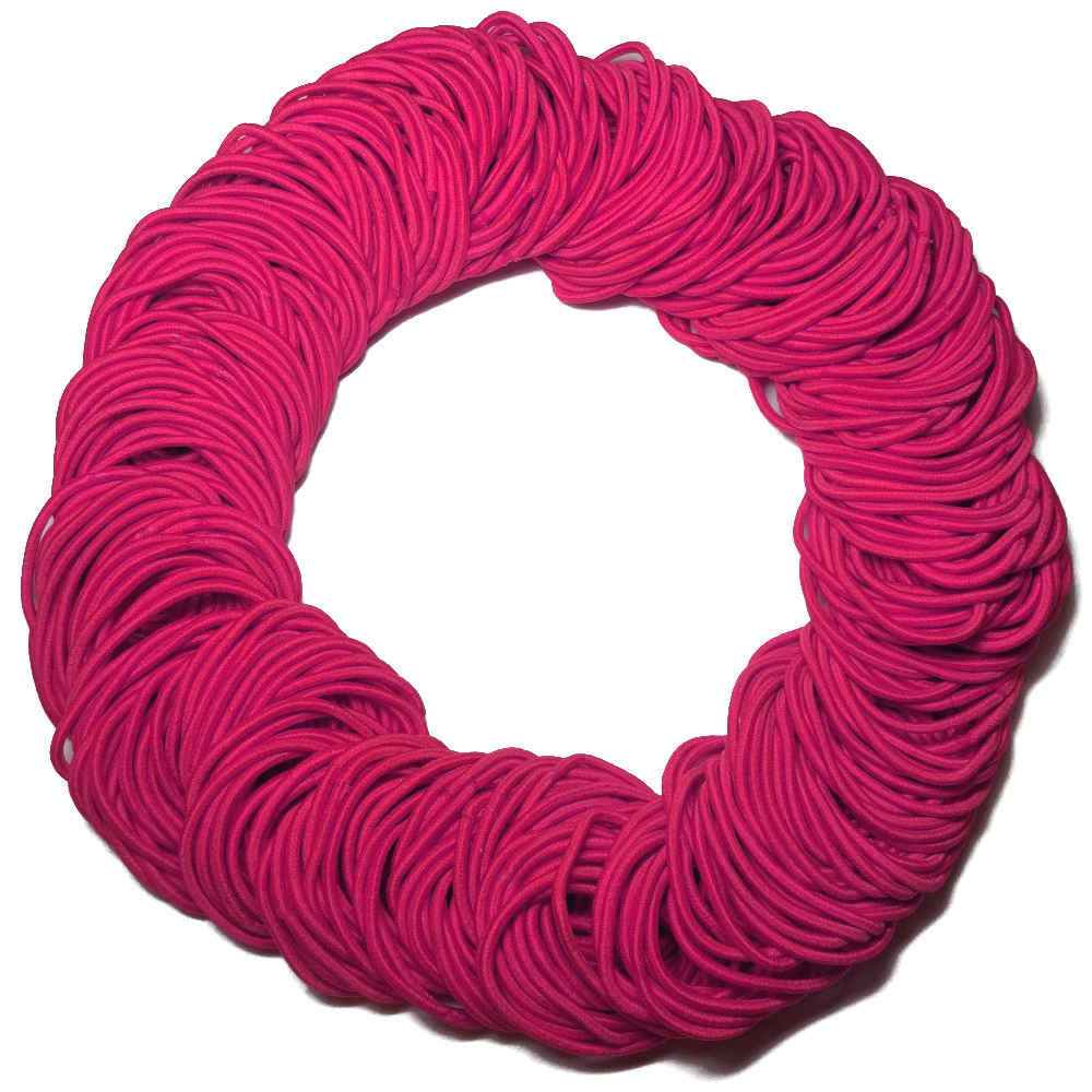 standard 2mm ponytail elastics, hot pink hair elastics