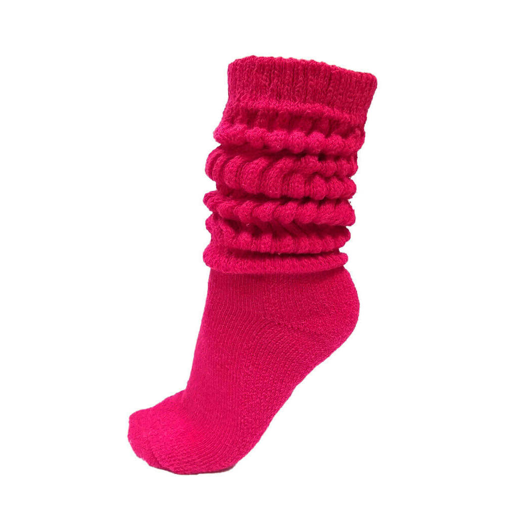 slouch socks, hot pink