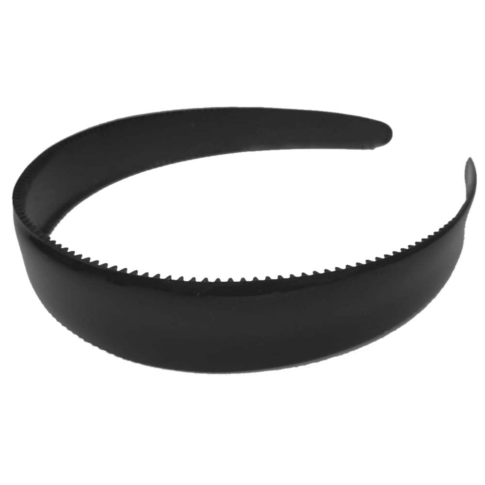 One Inch Plastic Headbands with teeth, black