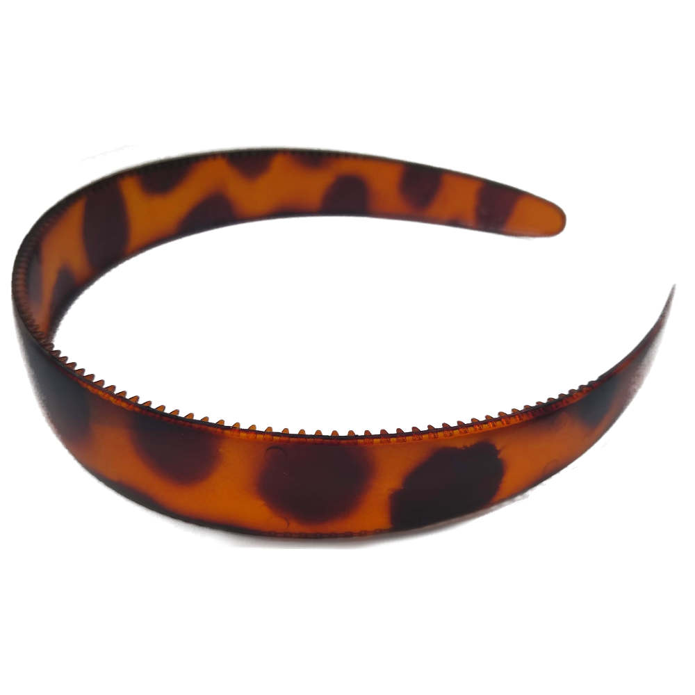 One Inch Plastic Headbands with teeth, brown tortoise shell