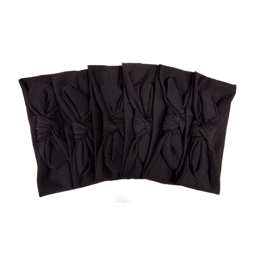 stretch knotted turban headband 12 pack, black