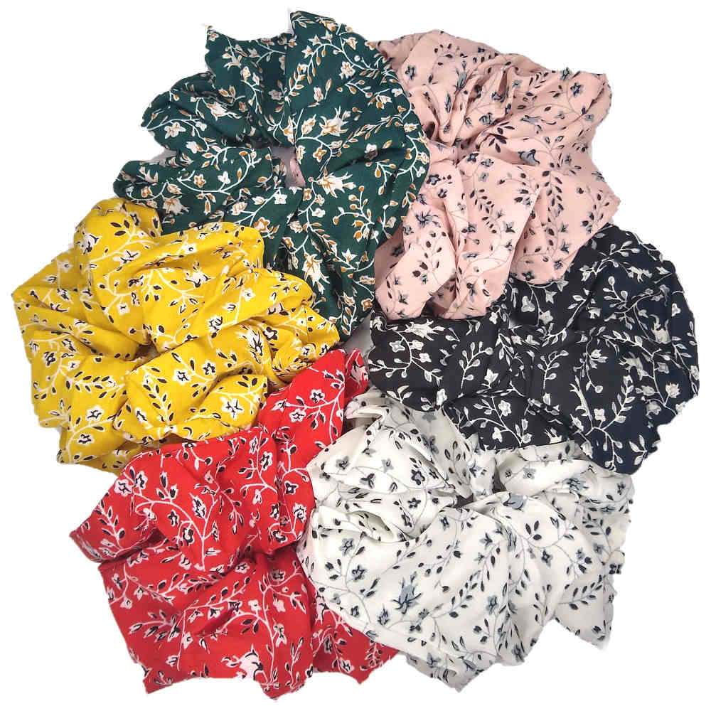 oversized large calico floral scrunchies
