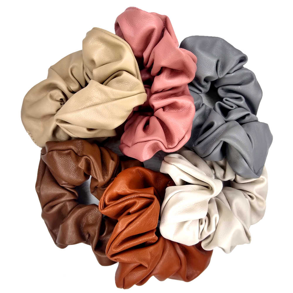 Leather look scrunchies