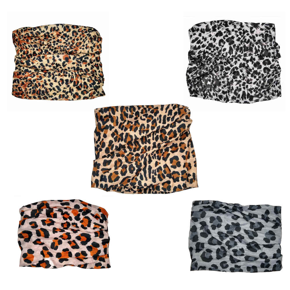 assorted pack of leopard print tube headbands