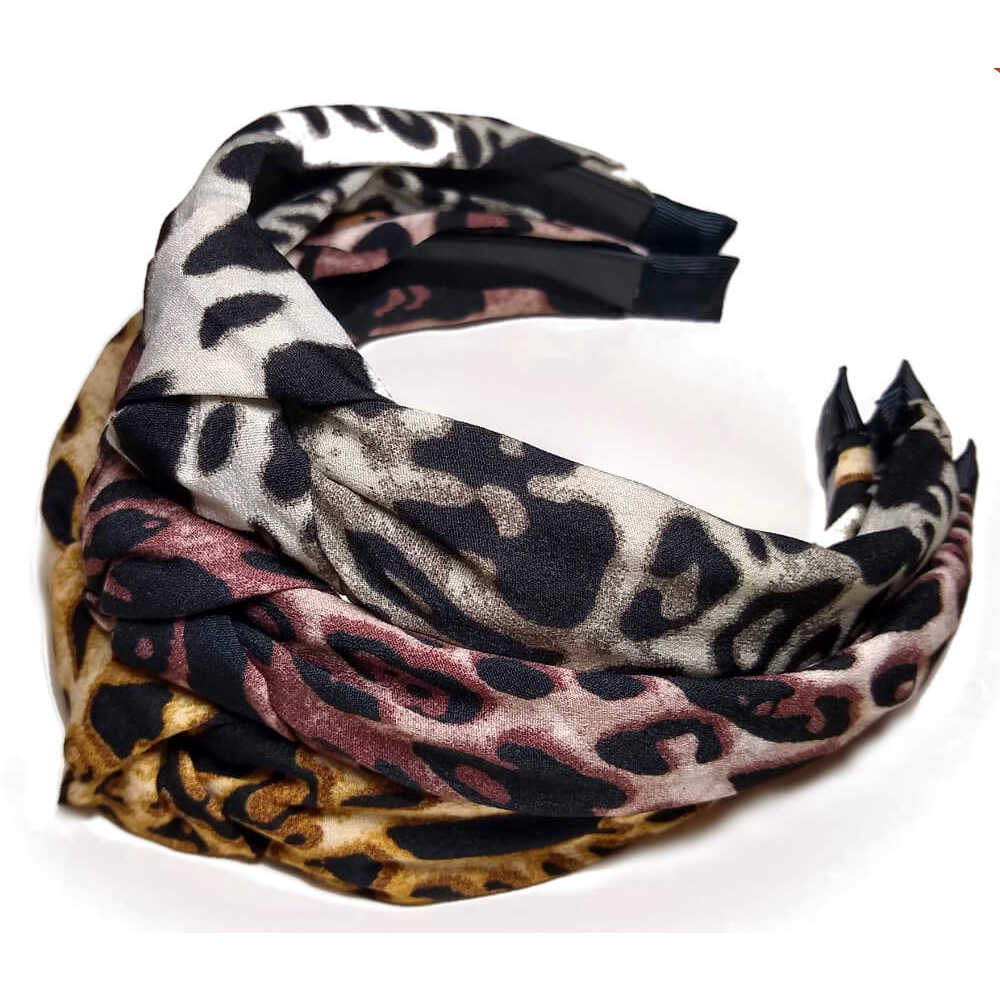 leopard print knotted turban headband - assorted