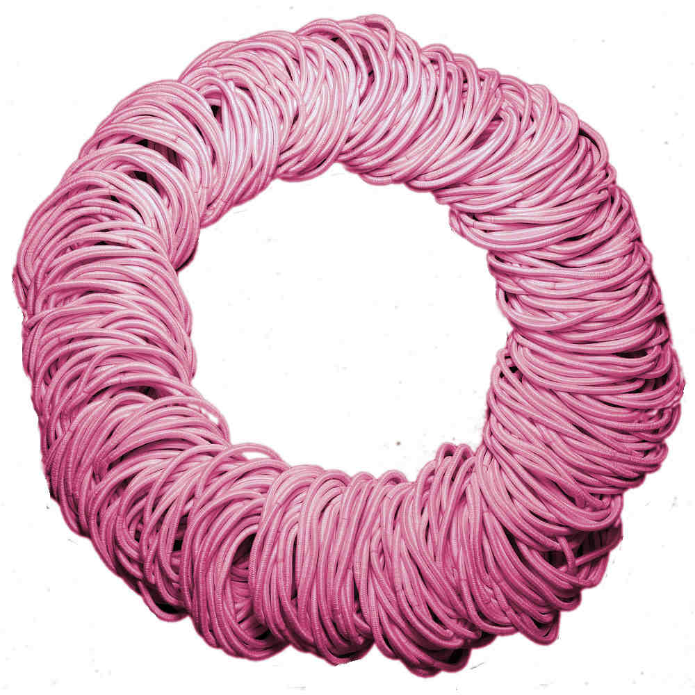 standard 2mm ponytail elastics, light pink hair elastics