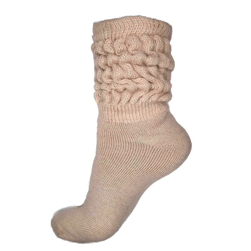luxe alpaca slouch socks, beige