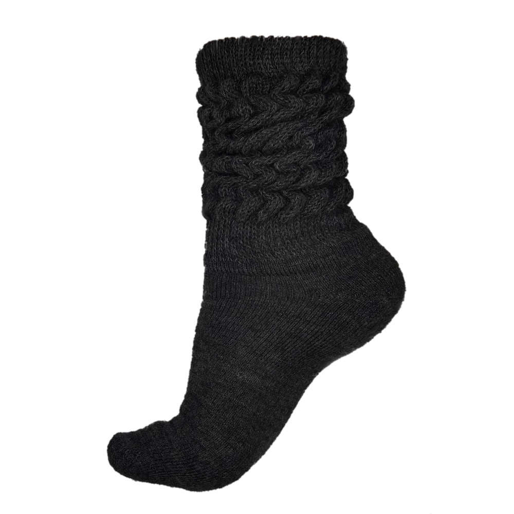 luxe alpaca slouch socks, black