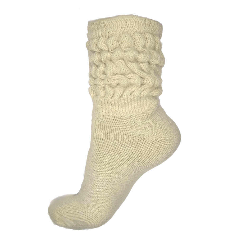 luxe alpaca slouch socks, cream