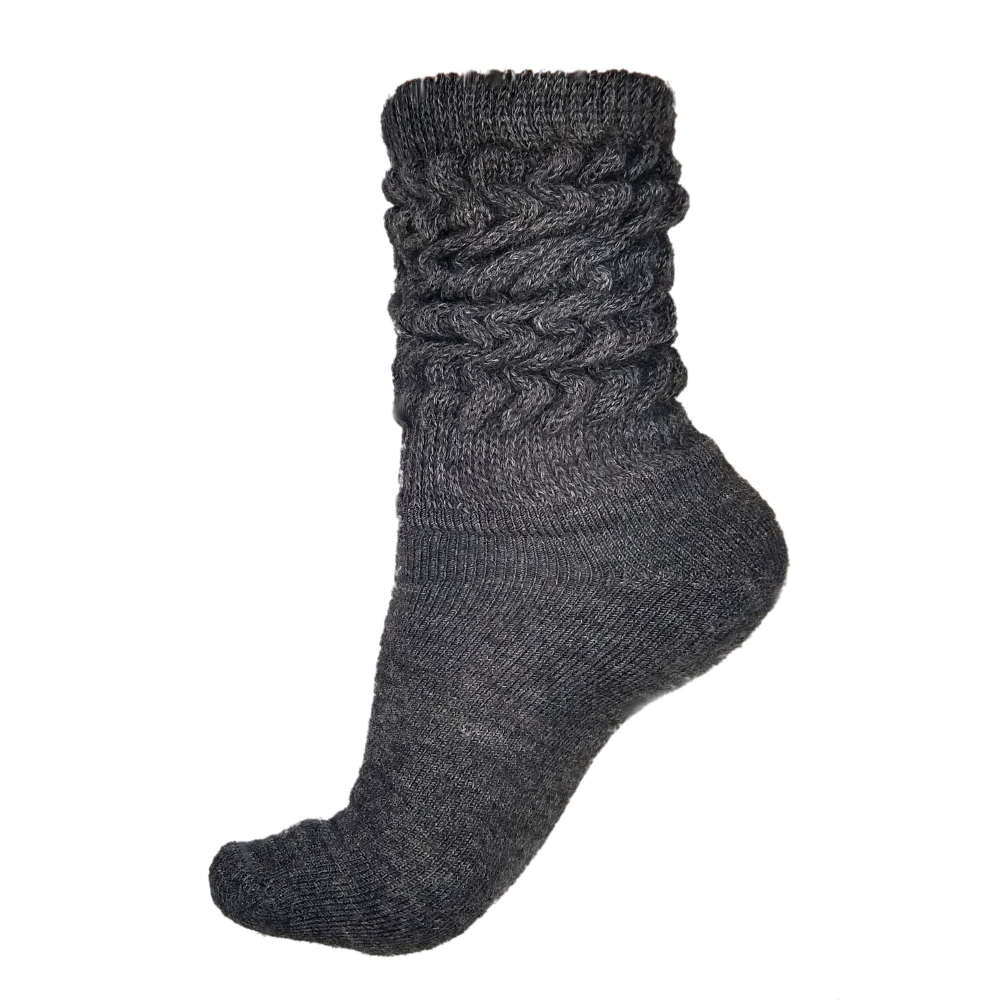 luxe alpaca slouch socks, grey