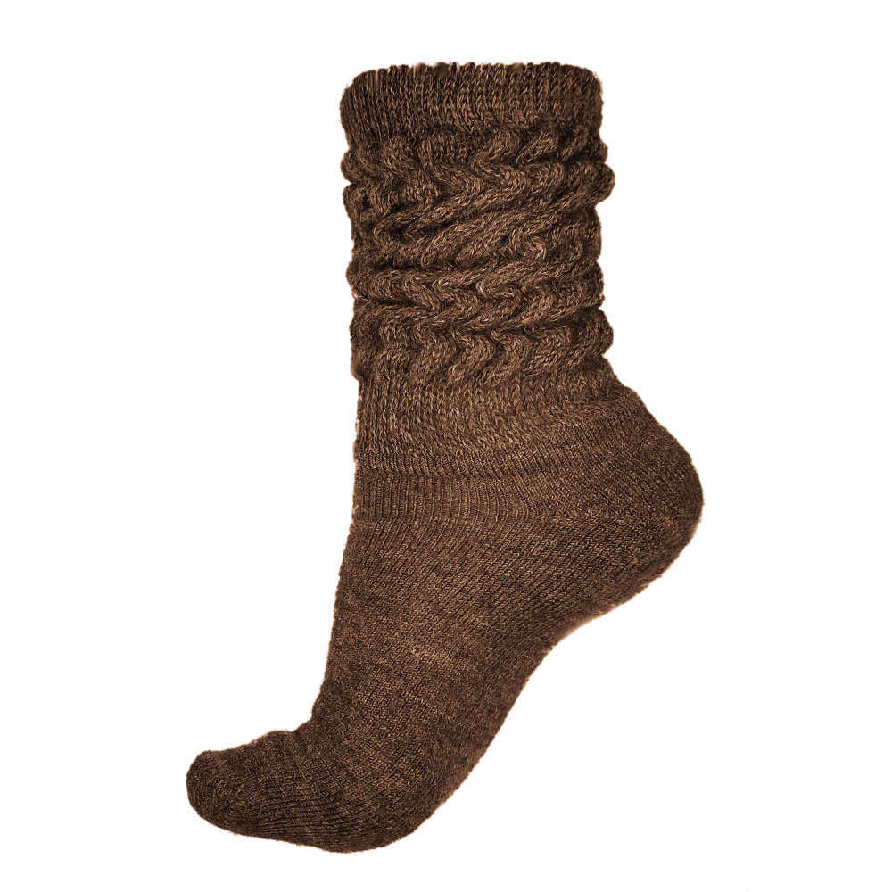 luxe alpaca slouch socks, brown