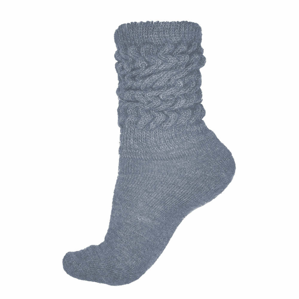 luxe alpaca slouch socks, Heather Denim Blue
