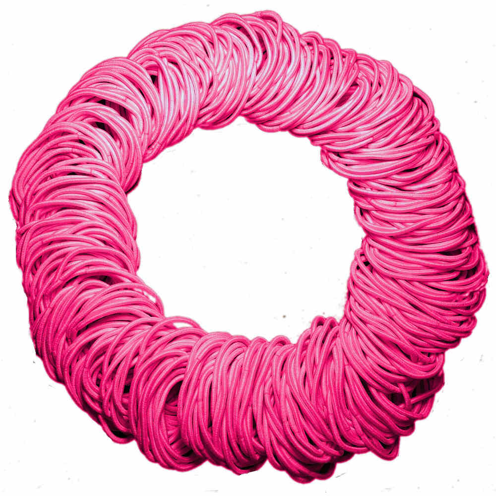 standard 2mm ponytail elastics, peony pink hair elastics